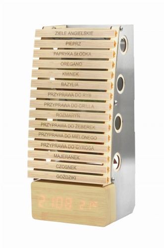 Spice-tower drewniany organizer z zegarkiem.jpg