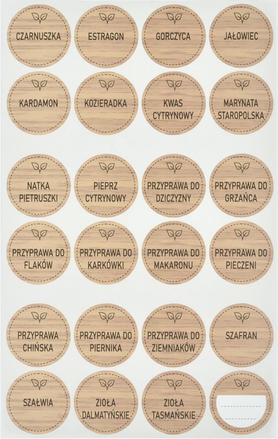 etykiety z przyprawami okrągłe na słoiczki